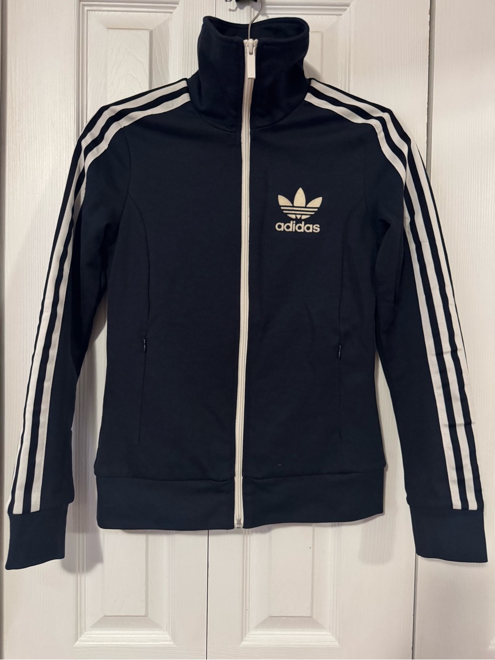 adidas Retro Crewneck Track Jacket with White Stripes